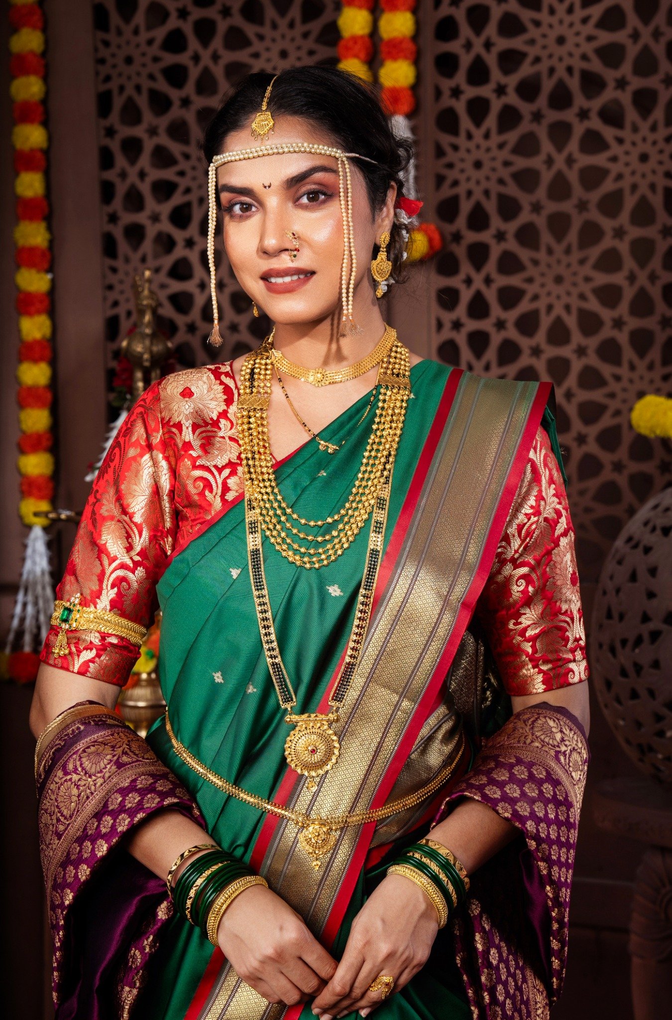 Traditional Maharashtrian layered jewellery